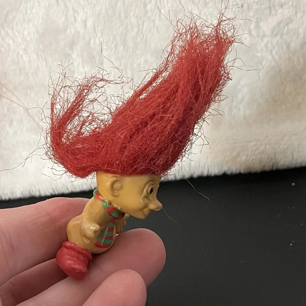 Vintage Troll Doll Pencil Toppers Red Hair RUSS Christmas Elf & Tiny Treasure
